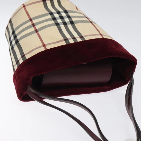 BURBERRY Nova Check Hand Bag Canvas Beige Silver Auth - Picture 4 of 15